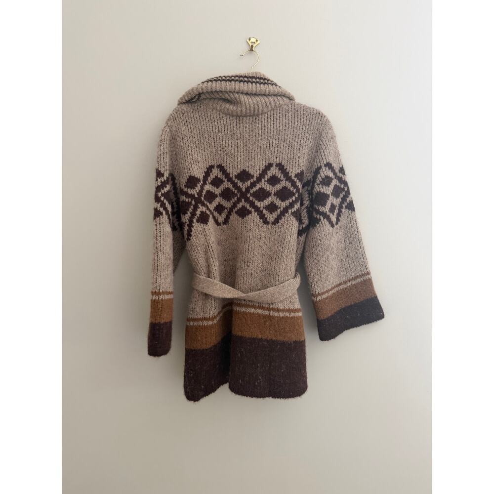 FRAME Belted Jacquard Knit Alpaca Blend Cardigan Sweater M - Picture 6 of 6